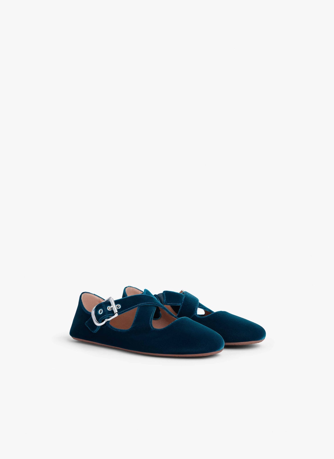 CRISS CROSS BALLET FLATS IN VELVET ALAÏA DARK PETROL CRISS CROSS BALLET FLATS IN VELVET